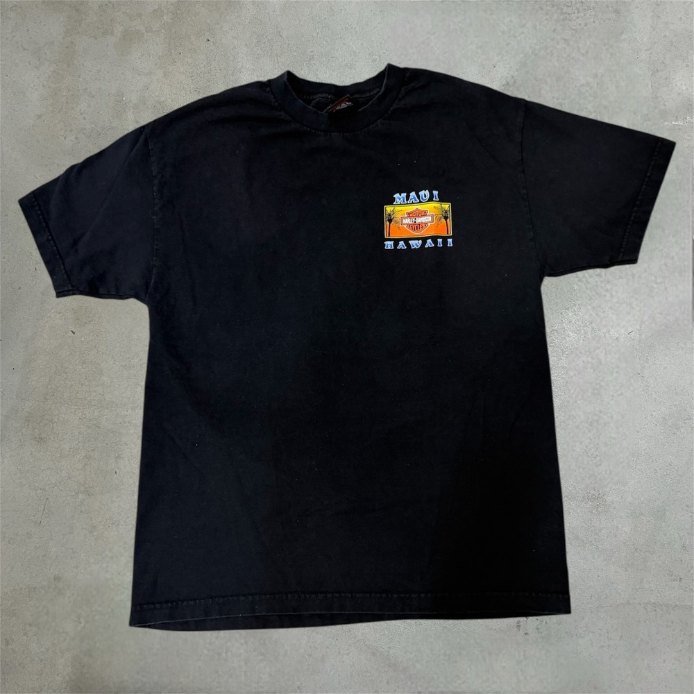Vintage 1999 Harley Davidson Maui Hawaii T Shirt Black Mens Large Made in USA - Picture 2 of 9